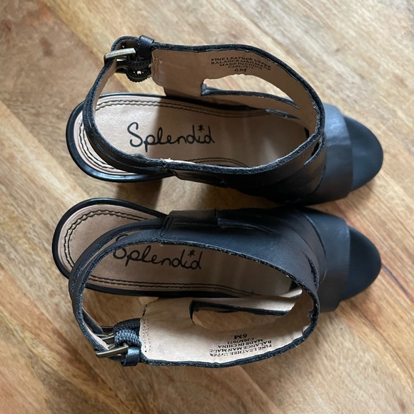 Splendid Black Leather Stacked Heel Sz 6 - Picture 4 of 7